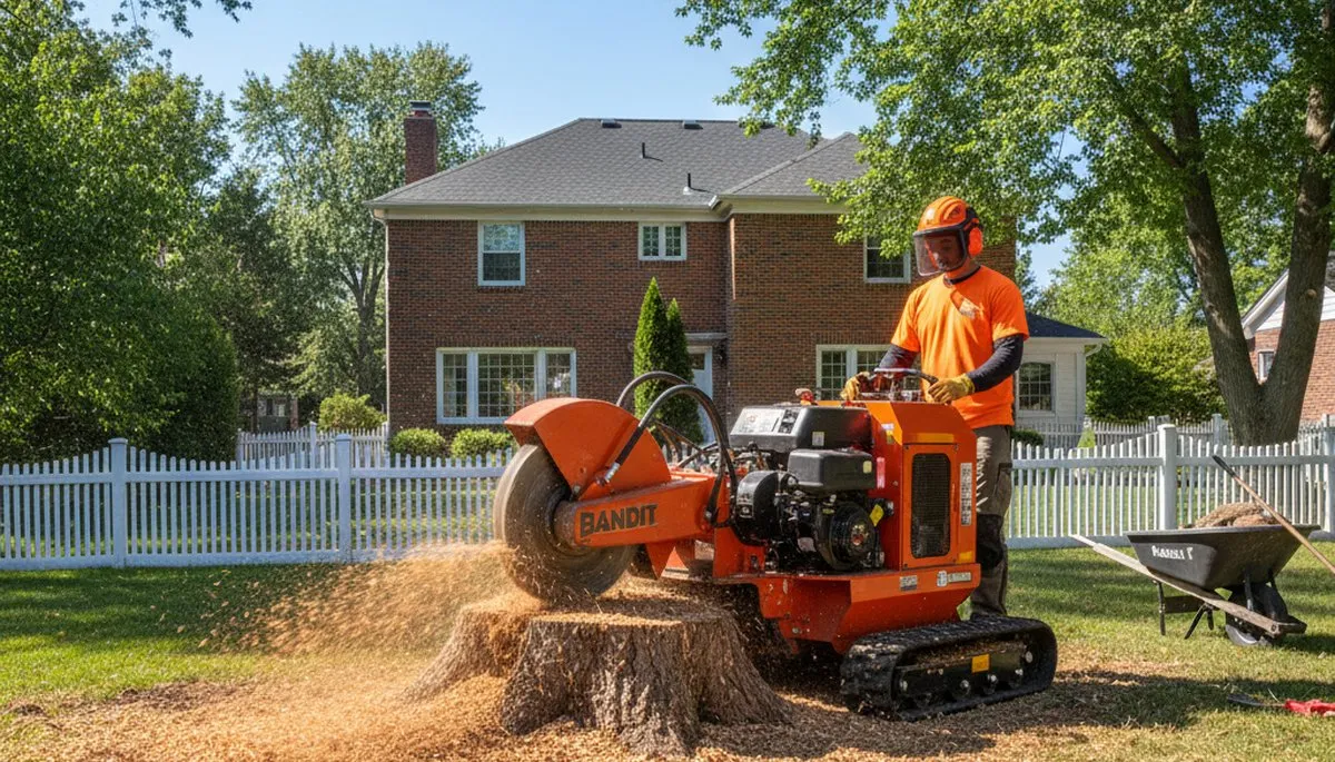 Professional stump grinding removing tree stumps in Chelsea, MA for yard restoration and pest prevention